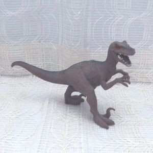 Boley Dinosaur Brown Velociraptor Figurine Open Mouth, Red Eyes Toy Collectible